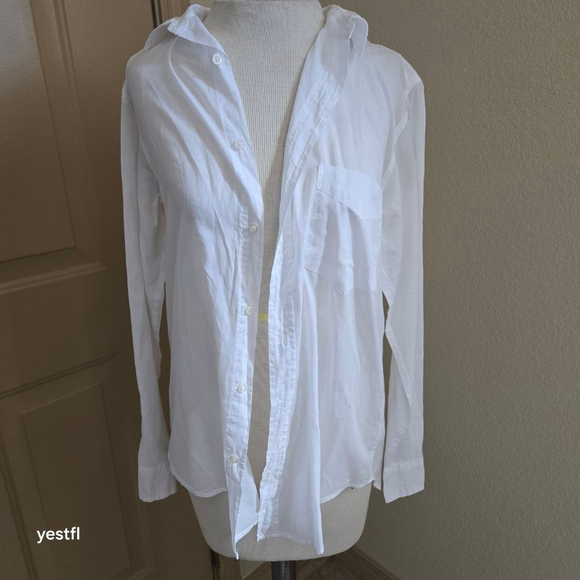 American Colors by Alex Lehr White Organic Cotton Button Down Shirt Sheer S - Picture 2 of 5